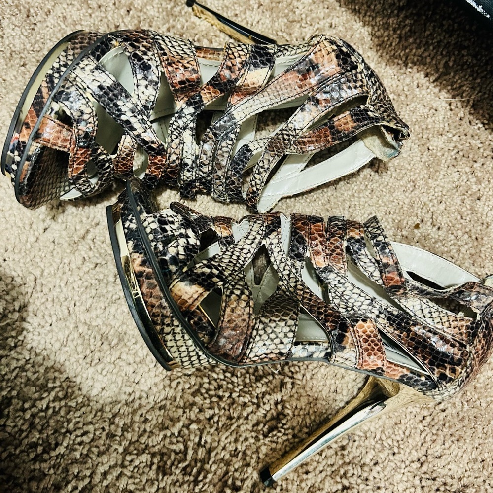 JLO snake stiletto heels